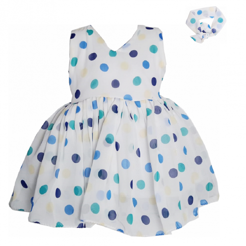 HVM Baby Girl Party Wear Frock (3-6M, 6-12M, 12-18M, 18-24M, 2-3Y, 3-4Y, 4-5Y, 5-6Y, 6-7Y)