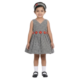 HVM Baby Girl Party Wear Frock (3-6M, 6-12M, 12-18M, 18-24M, 2-3Y, 3-4Y, 4-5Y, 5-6Y, 6-7Y)