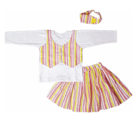 HVM Girls Striped Top with Skirt