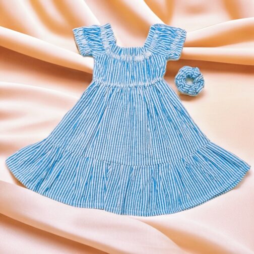 HVM Baby Girls Frock with Crunchies Band